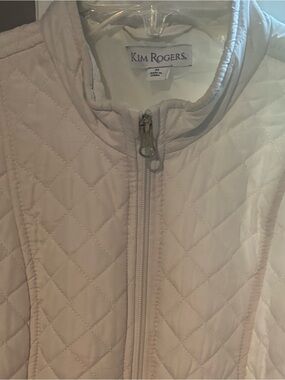 Kim Rogers White Quilted Stand-Collar Zip Jacket